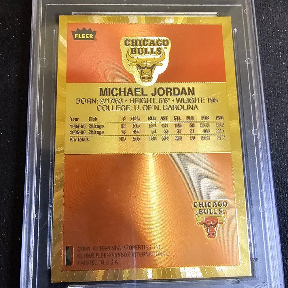 1996 MICHAEL JORDAN FLEER RC 10th annivers. REFRACTOR GOLD GEM mint 10 - Picture 4 of 7